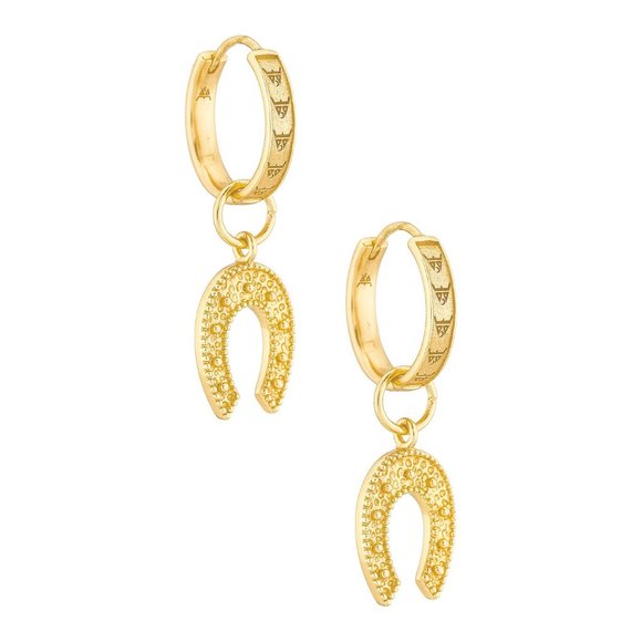Mountain and Moon Jewelry - NEW Mountain and Moon Horseshoe Charm Bambina Earrings Gold